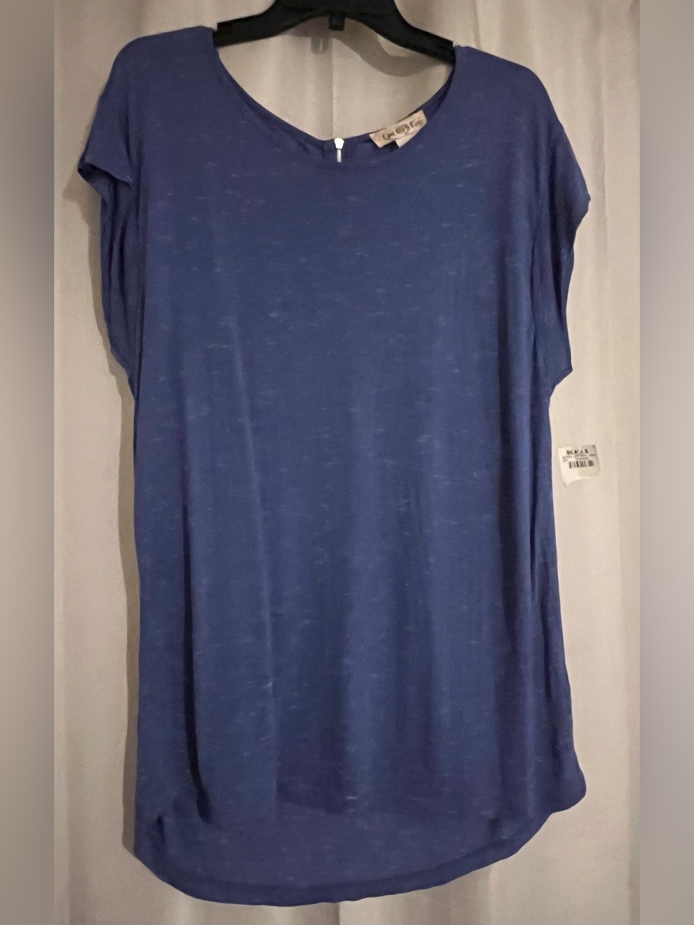 Love & Free Women’s XL Blue Slub Knit Tunic Top Back Zipper NWT